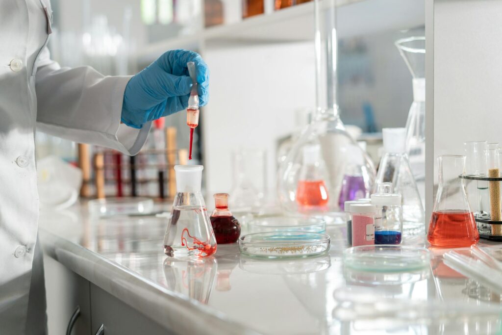 Laboratory analyst performing azo dyes test
